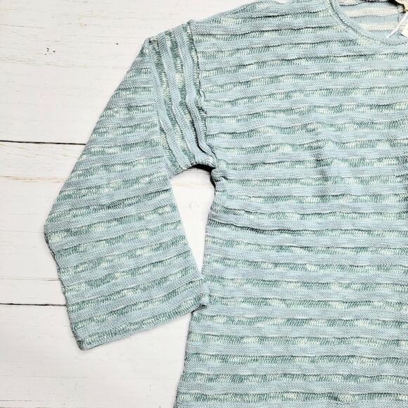 Madewell Crewneck Long Drop Sleeve Knit Sweater Tee Stripe Blue Horizon Medium - Picture 6 of 9
